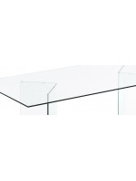 PLANO 180 oder 200 cm fester Tisch aus transparentem gehärtetem Glas für Wohnzimmer Esszimmer Wohnzimmer oder Designstudio