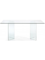 PLANO 180 oder 200 cm fester Tisch aus transparentem gehärtetem Glas für Wohnzimmer Esszimmer Wohnzimmer oder Designstudio