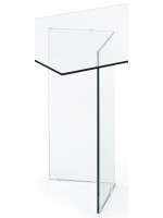 PLANO 180 o 200 cm tavolo fisso tutto in vetro cristallo trasparente temperato living sala da pranzo soggiorno o studio design