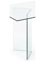 PLANO Mesa fija de 180x90 cm toda en cristal templado transparente para salón comedor salón o estudio de diseño