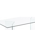 PLANO Table fixe 180x90 cm tout en verre trempé transparent pour salon salle à manger salon ou studio design