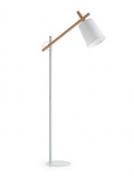 ARLET blanc laqué lampadaire métal avec bras en bois teinte de tissu