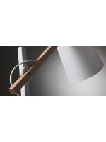ARLET Tischlampe Metallstruktur mit Holzarm Lampenschirm Stoff