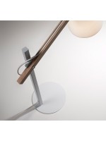 ARLET Tischlampe Metallstruktur mit Holzarm Lampenschirm Stoff