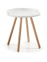 ANTES rond café naturel blanc gris laqué pieds de table avec plateau