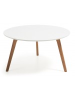 DESIO round table en 90 cm. naturels pieds en bois blancs laqués
