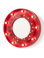 Espejo redondo metal de JHONNY rojo con iluminación