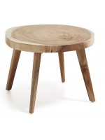 KUTA coffee table with round top in solid mungur wood and teak wood legs