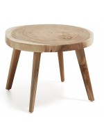 KUTA tavolino con piano rotondo in legno di massello di mungur e gambe in legno di teak