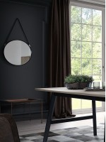 RAINTREE diameter 80 or 50 with black metal frame and round mirror leather handle for home living room entrance