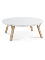 ANAPOLIS round coffee table with white lacquered top and ash wood legs