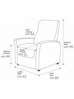 PASADENA fauteuil relax à inclinaison manuelle en éco-cuir ou microfibre