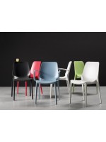 GINEVRA Technopolymer Stuhl mit Armlehnen verschiedene Farben Küche Garten und Bar stapelbar