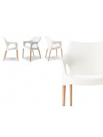 NATURAL OLA beech legs with polypropylene seat color choice stackable armchair