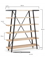 EVO librería 150x180h cm de madera maciza de acacia blanqueada y estructura de metal envejecido