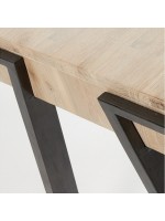EVO Schreibtisch 125 cm aus massivem Akazienholz und gealterter schwarzer Metallstruktur