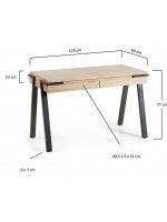 EVO escritorio de 125 cm en madera maciza de acacia y estructura de metal negro envejecido