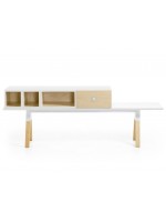 External white lacquered drawer frontal BENCH module countertop in ash