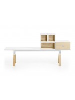 External white lacquered drawer frontal BENCH module countertop in ash 
