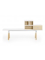 External white lacquered drawer frontal BENCH module countertop in ash