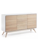 ISLAND 154x45 sideboard in ash wood with 3 doors and white structure