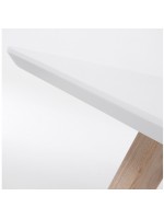 ISLAND table 140X90 extendable 220 natural wood legs white lacquered top