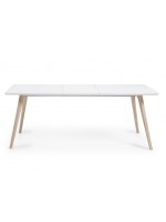 ISLAND Tisch 140X90 ausziehbar 220 Naturholzbeine weiß lackierte Platte
