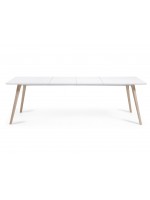 ISLAND table 140X90 extensible 220 pieds bois naturel plateau laqué blanc