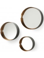 PLAY set of 3 round mirrors in gold and black finish metal