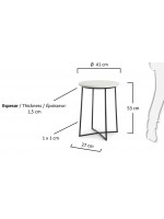 ELITE runder Couchtisch Durchmesser 41 cm aus weißem Marmor und schwarzem Metall