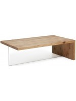 ZEUS 120x70 in solid oak wood and tempered glass design coffee table