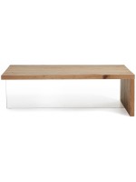 ZEUS 120x70 in solid oak wood and tempered glass design coffee table