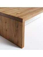 ZEUS 120x70 in solid oak wood and tempered glass design coffee table