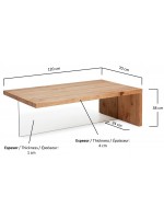 ZEUS Mesa de centro de diseño 120x70 en madera maciza de roble y cristal templado