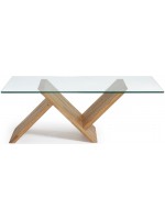 VERTICE 120x70 in legno massello di rovere e vetro temperato tavolino design casa