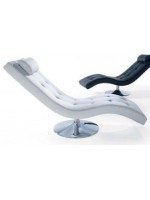 ANTOLOGY in white or black eco-leather with swivel chromed structure with padded chaise longue