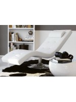 ANTOLOGY in white or black eco-leather with swivel chromed structure with padded chaise longue