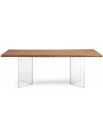 MINNESOTA 160x90 cm or 180x100 cm or 220x100 cm with solid wood top and crystal table legs