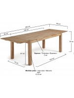 NORMAL 140 or 180 cm extendable natural oak rectangular table