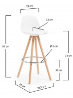 CLARK seduta alta 74 cm gambe in legno e seduta in polipropilene e ecopelle sgabello design casa o contract