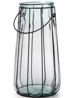 OBERA flower vase h 36 cm in crystal glass and decorative metal