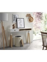 Wooden UZAGI with white shade floor lamp