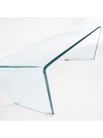ASIA 120x60 in gefaltetem transparentem Couchtisch aus gehärtetem Glas