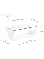 ASIA Mesa de centro transparente plegada de cristal templado 120x60