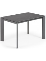 ELIO 120 or 140 or 160 cm extendable table with porcelain stoneware top and anthracite metal legs