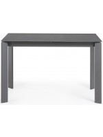 ELIO Table extensible 120 ou 140 ou 160 cm avec plateau en grès cérame et pieds en métal anthracite