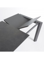 ELIO Mesa extensible de 120 o 140 o 160 cm con sobre de gres porcelánico y patas de metal antracita