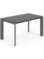 ELIO 120 oder 140 oder 160 cm ausziehbarer Tisch mit Feinsteinzeugplatte und anthrazitfarbenen Metallbeinen