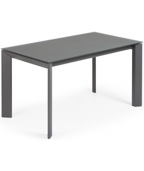 CLARISSA 140 oder 160 cm anthrazitfarbene Metallbeine und gehärtete Glasplatte in Farbe Ausziehbarer Tisch