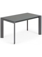 CLARISSA 140 oder 160 cm anthrazitfarbene Metallbeine und gehärtete Glasplatte in Farbe Ausziehbarer Tisch